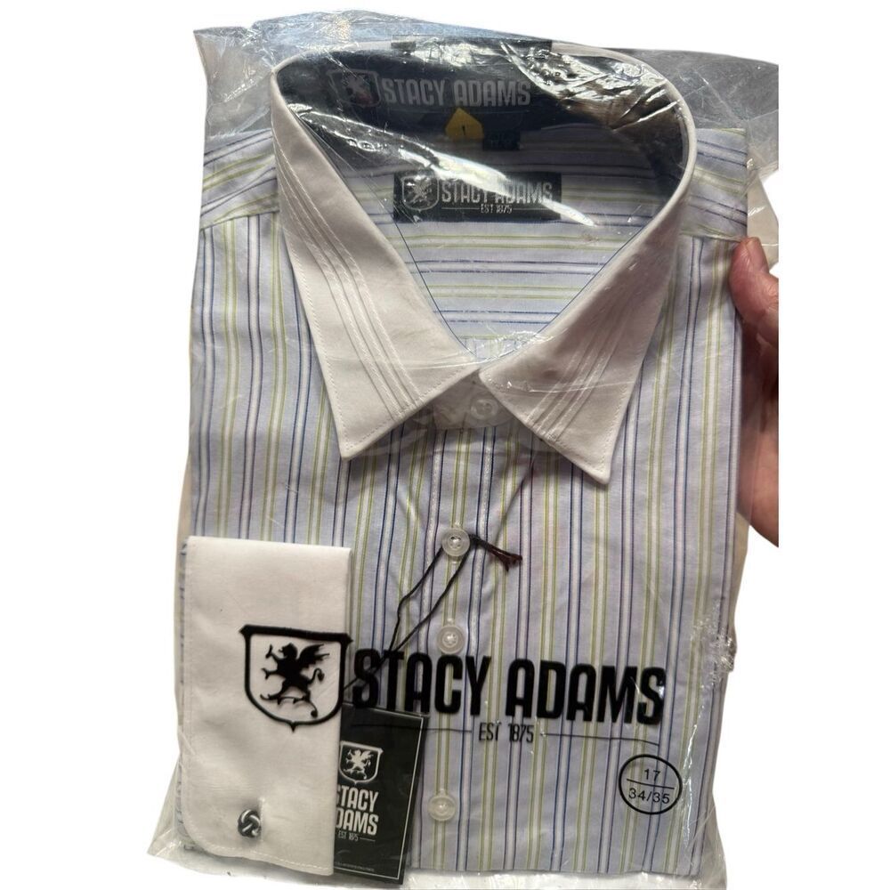 Stacy Adams  Men’s French Cuff Dress Shirt Sz 17 (34/35) NIP